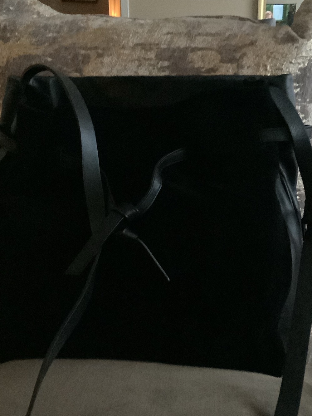 Black Leather Bow-Accent Women's Bag